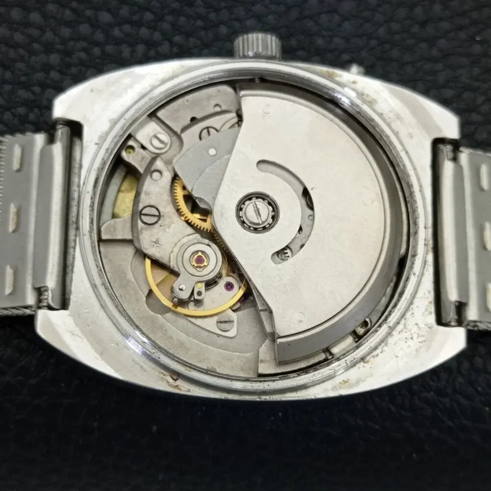 Vintage 1997 Square Ricoh Automatic Mens Silver Watch W/daydate & Gold accents